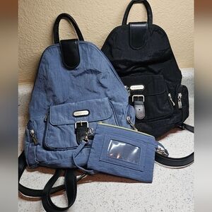 Baggallini Blue and Black Backpacks with Pouch